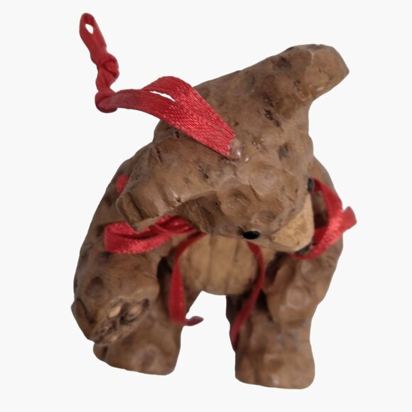 Teddy Bear Christmas Ornament Rustic Cottage Cabin Lodge Brown Red Ribbon Bow - Picture 5 of 8